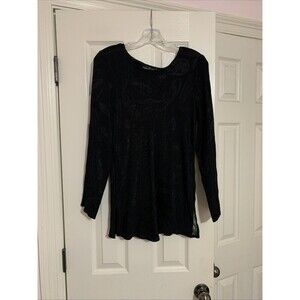 VTG 90s Carole Little Tunic Shirt Sz‎ 6 Women Sheer Black Paisley  Fairy Top